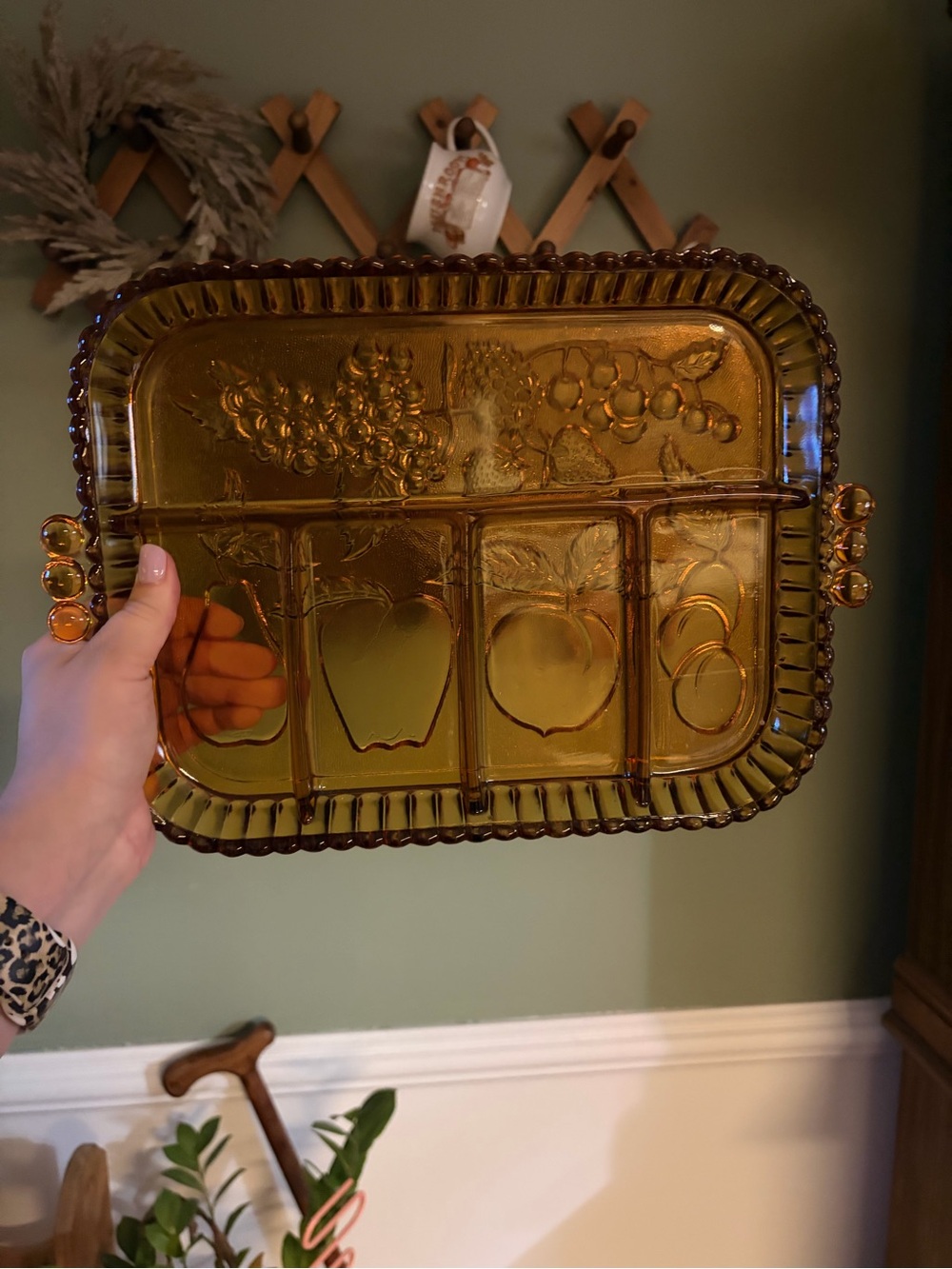 Amber Glass Divided Serving Tray - Home Bath